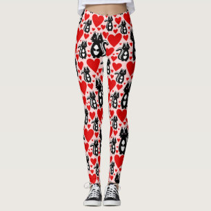 Leggings Motif de l'illustration du coeur rose de Valentine