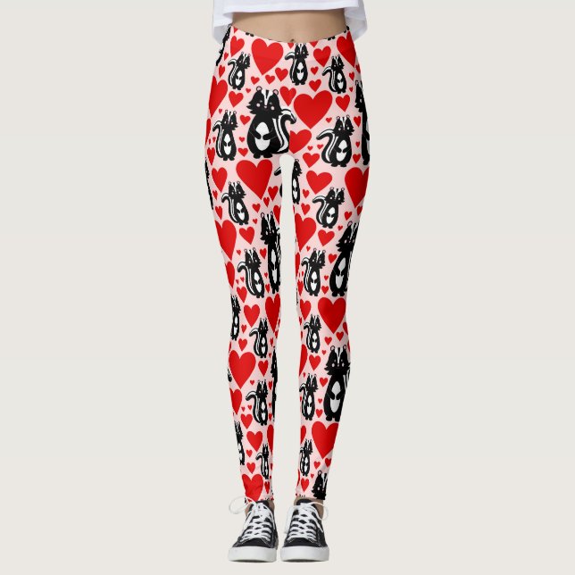 Leggings Motif de l'illustration du coeur rose de Valentine (Devant)