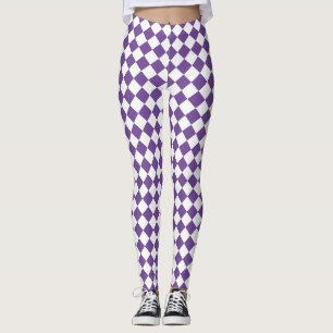 Leggings motif de losange blanc et [Couleur personnalisée] 
