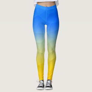 Leggings Motif de maillage géométrique bleu jaune Ukraine