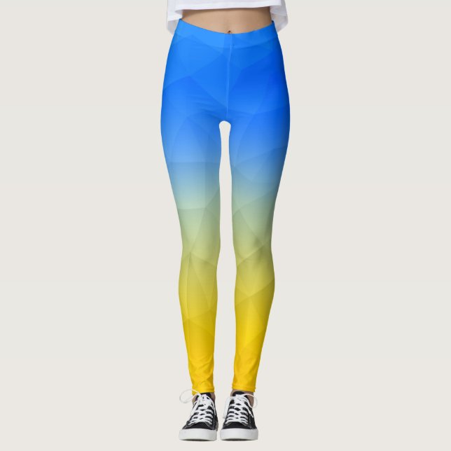 Leggings Motif de maillage géométrique bleu jaune Ukraine (Devant)