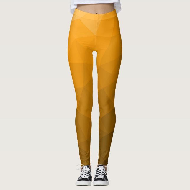 Leggings Motif de maillage géométrique dégradé orange (Devant)