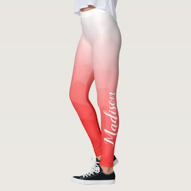 Leggings Motif de maillage géométrique dégradé rouge Votre  (Gauche)