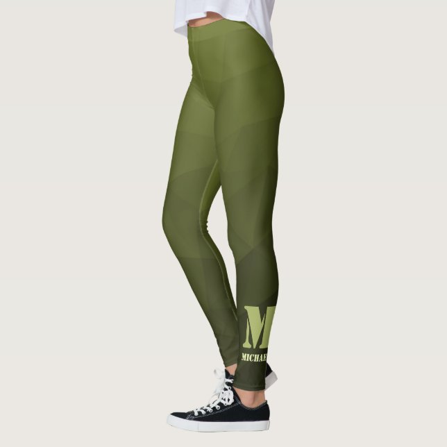 Leggings Motif de maillage géométrique d'olive verte de l'a (Gauche)