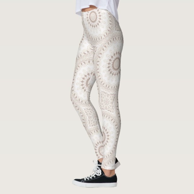 Leggings Motif de mandala beige et crème (Gauche)