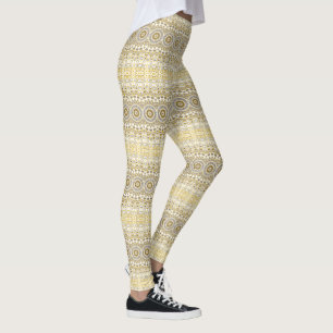 Leggings Motif de mandala jaune doré