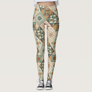 Leggings Motif de maquillage en diamant rustique - Géométri