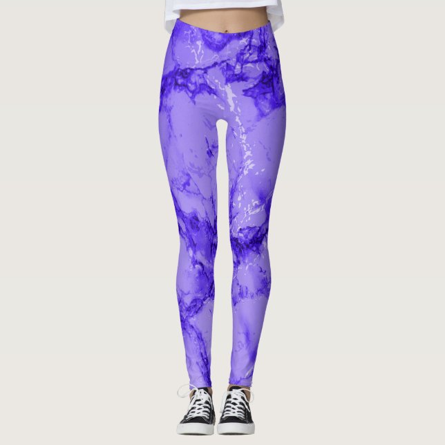 Leggings Motif de marbre pourpre abstrait de conception (Devant)