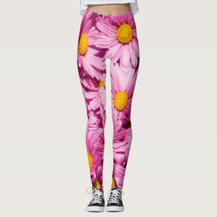 Leggings Motif de marguerite rose
