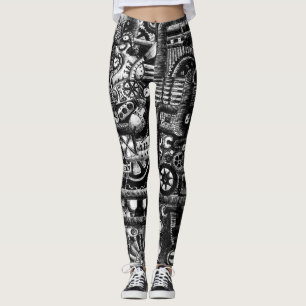 Leggings motif de mécanisme de bande dessinée de machines