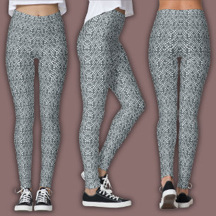 Leggings Motif de mosaïque abstrait   Écailles argentées