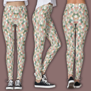Leggings Motif de mosaïque abstrait   Réseau en nid d'abeil