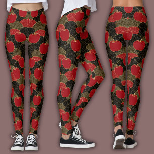 Leggings Motif de mosaïque orientale   Pommes rouges et éve
