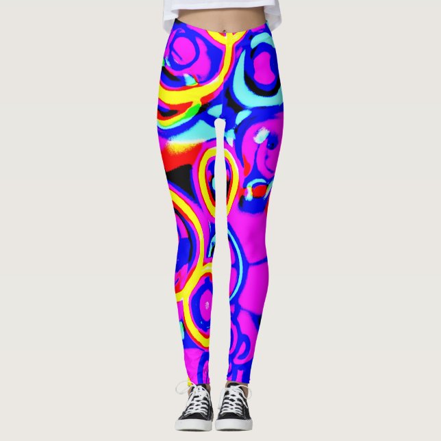 Leggings Motif de néon coloré vibrant (Devant)
