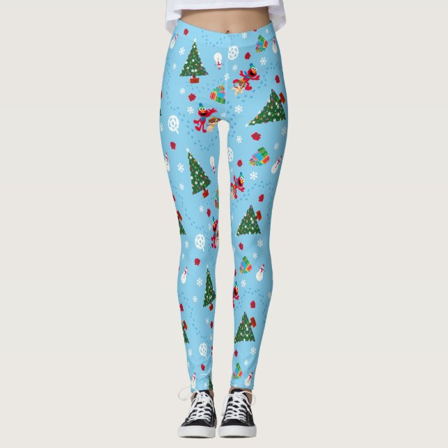 Leggings Motif de Noël bleu Elmo & Tango (Devant)