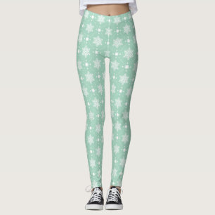 Leggings Motif de Noël Mint Green White