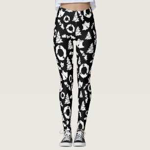 Leggings Motif de Noël noir et blanc