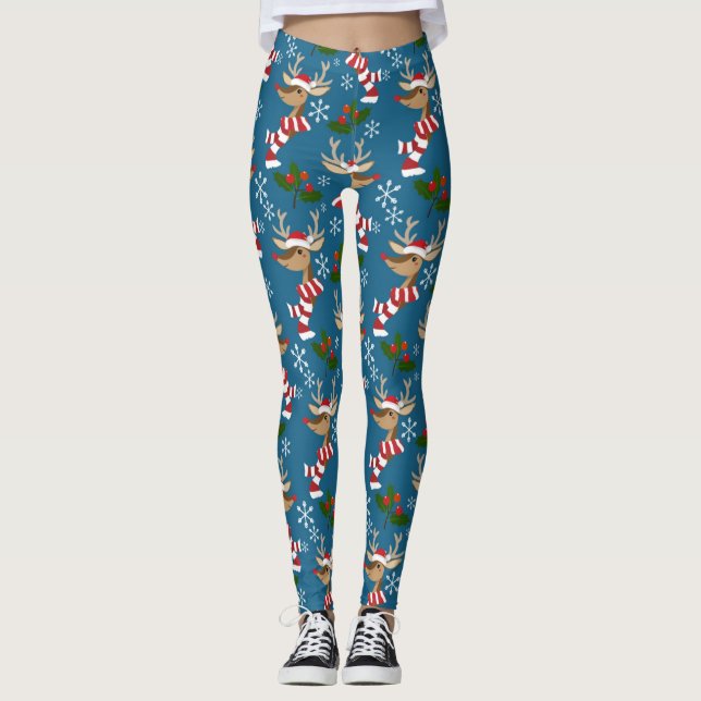Leggings Motif de Noël Reindeer (Devant)
