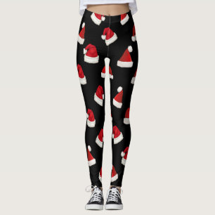 Leggings Motif de Noël Rouge Père Noël en noir
