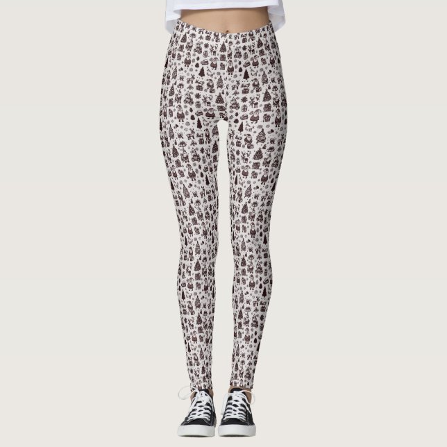 Leggings Motif de Noël Sepia (Devant)