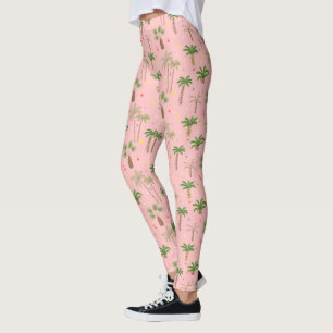 Leggings Motif de palmiers de Noël tropicaux