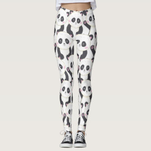 Leggings Motif de panda de dessin animé heureux