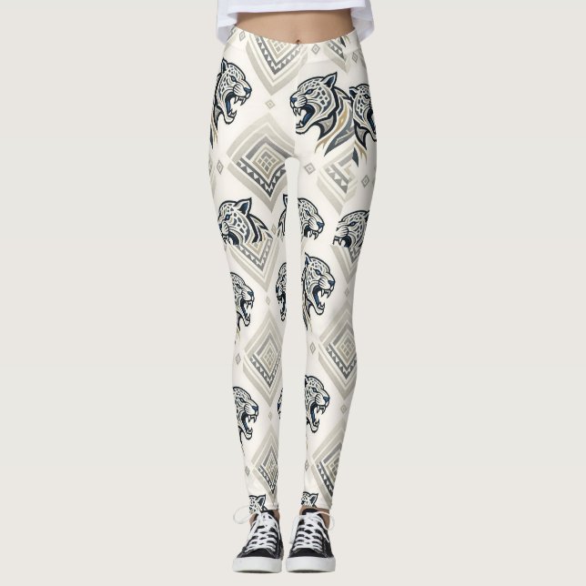 Leggings Motif de patch léopard géométrique (Devant)