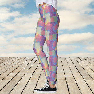 Leggings Motif de patchs jaune vintage