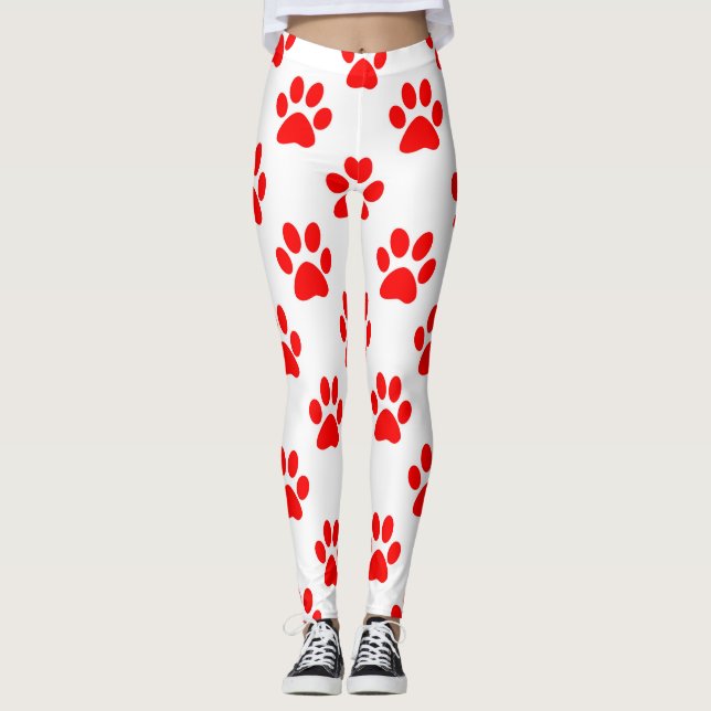 Leggings Motif de pattes de chiot rouge (Devant)