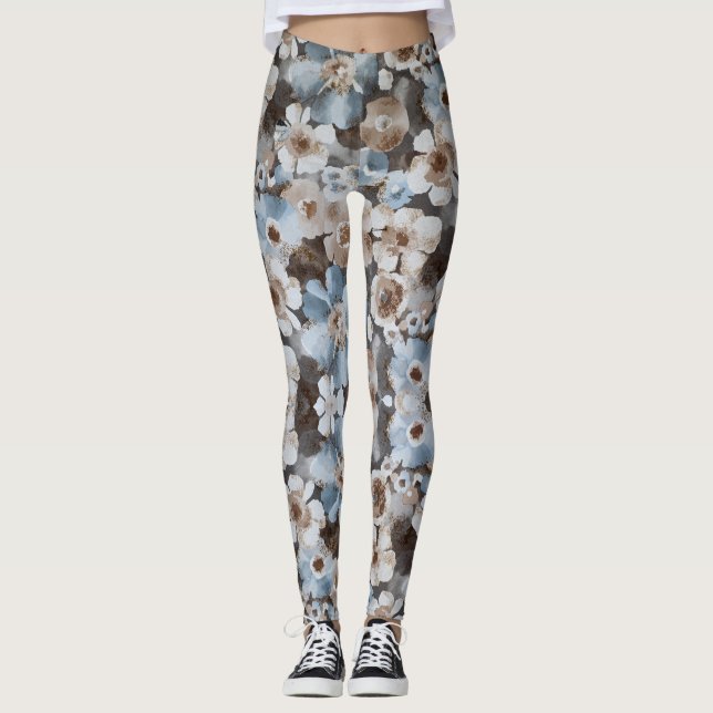 Leggings Motif de peinture florale couleur eau (Devant)