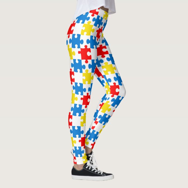 Leggings Motif de pièce de puzzle couleur vive (Droite)