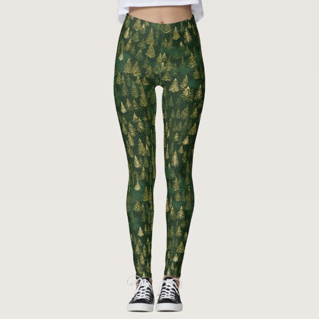 Leggings Motif de pin vert (Devant)