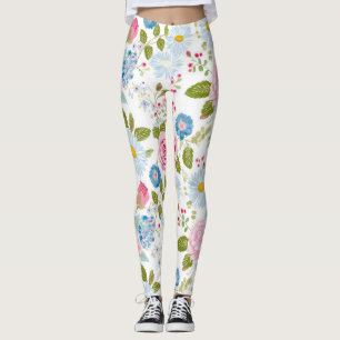 Leggings Motif de pivoines roses 