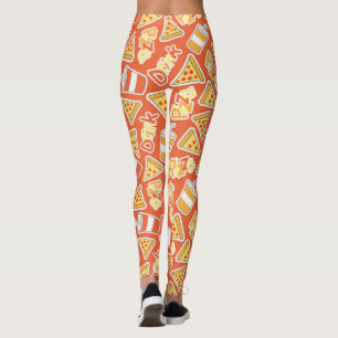 Leggings Motif De Pizza Et Boissons