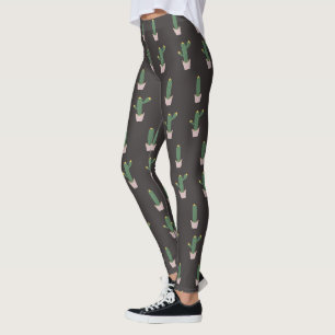 Leggings Motif de plante de pot de cactus mignon