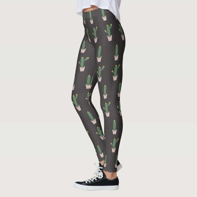 Leggings Motif de plante de pot de cactus mignon   (Gauche)