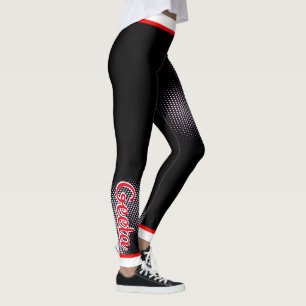 Leggings Motif de point blanc avec nom sur NOIR