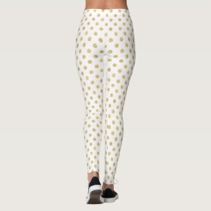 Leggings Motif de point élégant de polka de feuille d'or -