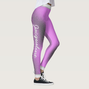 Leggings Motif de point gris avec nom sur PINK