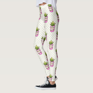 Leggings Motif de point Polka Succulent Aquarelle