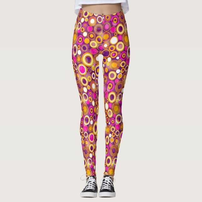 Leggings Motif de point violet de polka (Devant)