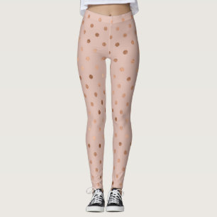 Leggings Motif de points en or rose chic