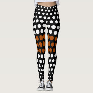 Leggings Motif de points Polka blanc et Brown