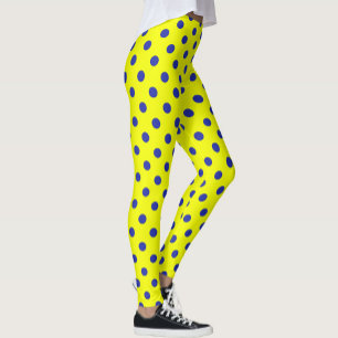 Leggings Motif de points polka jaunes et bleus