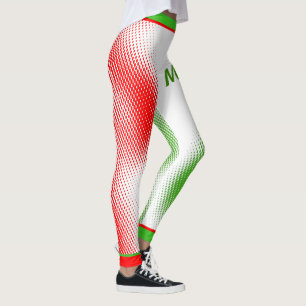 Leggings Motif de points rouge et vert en blanc avec votre 