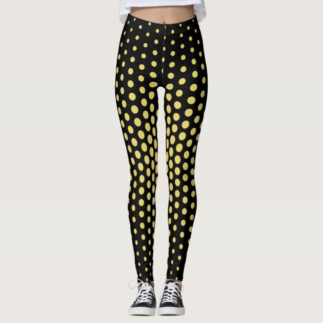 Leggings Motif de points techno jaune (Devant)