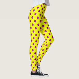 Leggings Motif de pois jaunes sur fond violet