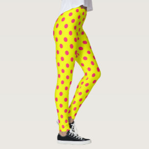 Leggings Motif de pois roses sur fond jaune