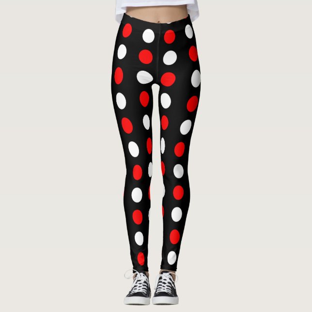 Leggings Motif de pois rouge et blanc (Devant)