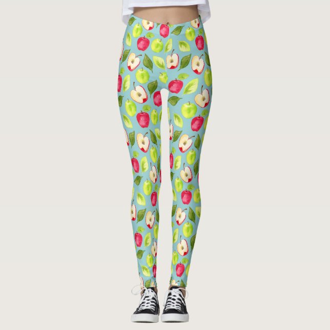 Leggings Motif de pommes d'aquarelle (Devant)